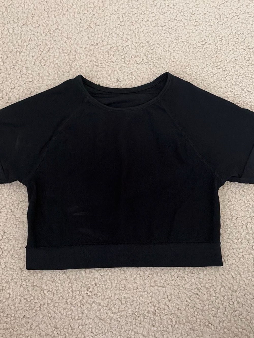 Black Women's Crop Compression T-Shirt Top - Classic Short Sleeve